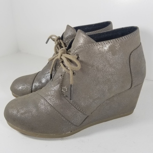 Toms Shoes - Toms Desert Wedge Gunmetal Taupe Gray Booties